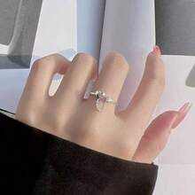 1 pieza Anillo elegante y minimalista con cadena, corazón y borla, adecuado para el uso diario de las mujeres