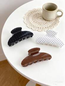 3 قطع مشبك شعر نصف دائري بنمط نقاط الجرب للخريف/الشتاء، مخالب شعر دائرية بنمط نقاط جميلة للاستخدام اليومي، إكسسوارات تسريحة الشعر العصرية للمناسبات اليومية، هدية عيد الحب