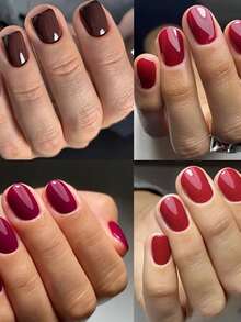 ARTAUG 96 pièces Autocollants pour ongles de couleur unie, 4 nuances nude différentes, brillants et faciles à appliquer, forme carrée courte mignonne, amovibles, autocollants pour nail art, cadeau du Nouvel An pour les ongles des femmes et des filles - Multicolore - Voir 3