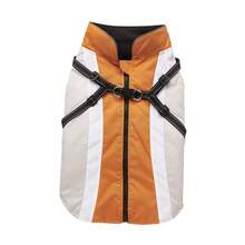 1pc Patchwork Fabric Waterproof Windproof Pet Jacket With Zipper Closure, Reflective Strip, Chest Harness, Outdoor Coat For Cats And Dogs, Autumn/Winter - Orange - View 5