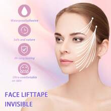 20PCS Face Lift Tape Invisible, Beauty Skin Tightening Neck Jowls Double Chin Lifting Tape, Sagging Skin Face Tape Eyelid Lifter Strips Neck Wrinkle Patches Create Shape V Face,25224766 - 彩色 - 查看 2