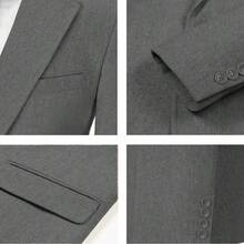 Retro 3pcs Men'S Suits Tweed Herringbone Formal Suits Slim Fit Groom Tuxedos Prom Blazer Jacket For Wedding Work, Long Sleeves, Peak Lapels - Xám - Xem 7