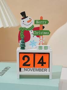 1pc Wooden Creative Christmas Cartoon Desktop Decor Gift Box Packaging Perpetual Calendar, Halloween, Halloween Decoration