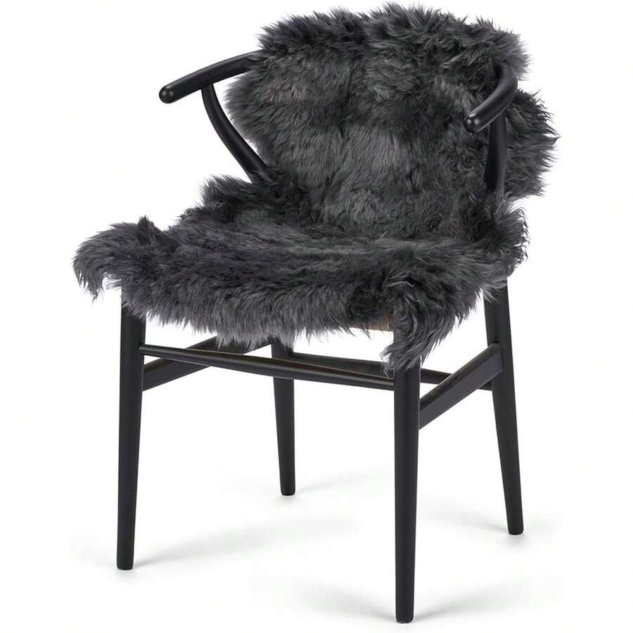 Sheepskin Long Hair 2x3 Ft | Bedside Rugs For Bedrooms, Sofa, Chair Or The Dining Table | Each Sheepskin Rug Isand Created By Nature | Small Fluffy Rug In Color Dark Grey - Multicolor 844 - View 1