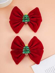 2 Stücke Mädchen Haarspangen mit Schleife, Weihnachtsmann, Schneemann, Weihnachtsbaum Dekor Haaraccessoires geeignet für den täglichen Gebrauch oder Weihnachten