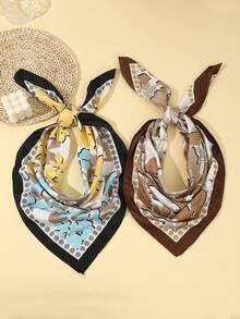 1 buc Eșarfă Retro cu Flori și Buline, Eșarfă La Modă pentru Cap, Accesoriu de Păr, Îmbunătățitor Versatil pentru O Ținută Călduroasă de Zi cu Zi - Multicolor - Vizualizare 3