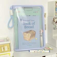 Macaron Color Transparent A4 File Folder With Hanging Rope, Large Capacity To Hold Textbooks, Zipper Closure, Waterproof & Durable Document Storage Bag, Briefcase (Accessories Not Included) - Multicolor - View 6