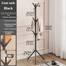 简易组装落地式衣帽架垂直衣帽架创意大堂挂衣架办公室铁艺衣帽架卧室春季简约夏季上衣 - 黑色 - 查看 8