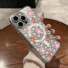 Christmas Series - Snowflakes-Pink Cup Candy And Bonbon Pattern Shockproof Protective Case Magnetic Transparent Phone Case, Suitable For IPhone 17 16 15 14 13 12 11 Pro Plus Pro Max Holiday Decoration, Suitable As A Gift, Festive Accessory - Clear - View 3