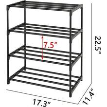 - Estante pequeo apilable para zapatos, soporte estrecho para nios, estante de almacenamiento de metal para 6 a 8 pares de zapatos, entrada y clset pasillo 3 niveles, negro - 4 niveles + Blanco - Ver 4