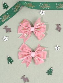 2 buc/8 buc Crăciun culoare solidă fundă agrafe de păr pentru fete, catifea model de Crăciun decor funde agrafe de păr pentru copii, accesorii de păr de Crăciun la modă pentru copii mici cadouri de petrecere de Crăciun