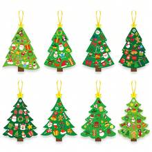 24 piezas Kit de manualidades de árbol de Navidad - Usa pegatinas para hacer tus propias tarjetas navideñas, excelente para fiestas de Navidad y actividades familiares/escolares - Multicolor - Ver 4