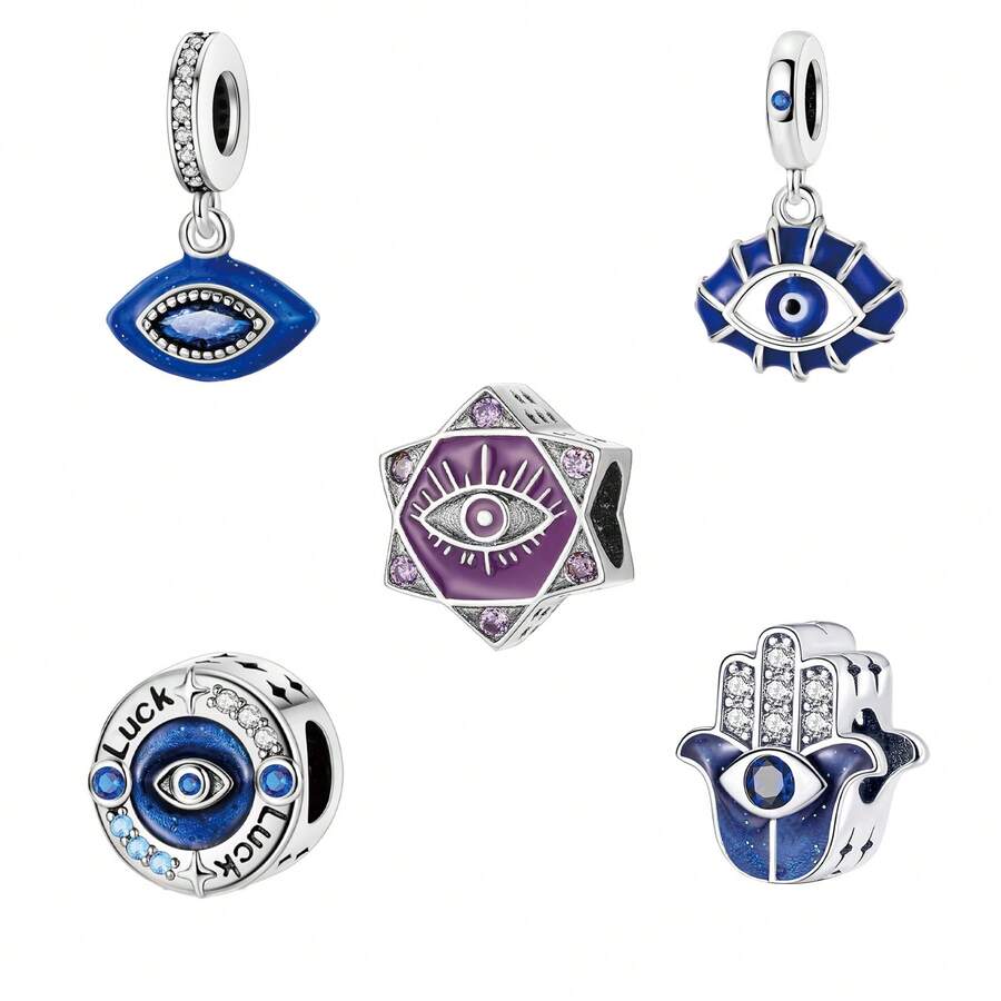 S925 Silber-plattierte Böser Blick Perlen Accessoires, personalisierter Glücksbringer zum Selbermachen, ein Geschenk voller Schutzwirkung, lässt dich einen einzigartigen, mysteriösen und modischen Stil tragen. Geeignet für Halloween, Weihnachten