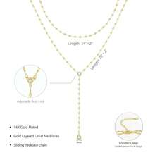 Luxval Lariat Gold Necklace For Women, Dainty Long Necklace 14k Gold Plated/Silver Y-Shaped Pendant Necklaces  Beaded Chain Drop Necklaces Jewelry For Women Gifts{"Color_name":"Gold-Wavecz"} - Gold-wavecz - 查看 8