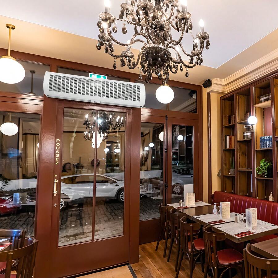 Cortina de aire comercial para interiores de 48 pulgadas, superpotencia, 2 velocidades, 1650 CFM, cortinas de aire montadas en la pared para puertas, ventilador interior sobre puerta con interruptor de límite resistente, fácil de instalar, 110 V sin calefacción - 48 pulgadas - Ver 1