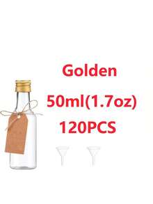 20/60/1/120/500个各种尺寸可选，小型塑料酒瓶，带漏斗和螺旋盖，小巧耐用，易于使用、倾倒和灌装，用于灌装酒精饮料，适用于婚礼、派对、聚会和其他场合。 - 彩色 - 查看 13