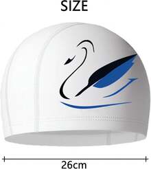 LENGLAGE Gorro De Natación para Mujeres Y Hombre, Gorras De Natacion para Cabello Largo, Gorras para Nadar para Adulto, Elásticos PU Gorro De Natación Impermeable de Antideslizante - Blanco - Ver 6