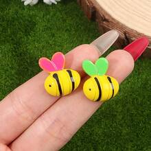 Yellow Resin Bee Shaped Non Porous Beads, Bee Themed Birthday Party Beads & Bead Assortments, Used For DIY Hair Clips, Phone Cases, Clothing Accessories, Envelope Cutting And Pasting Decoration, Christmas Eve, Thanksgiving, Halloween Parties, Holiday Parties, Birthday Gifts, Back To School Season, Bee Festival Decoration Accessories