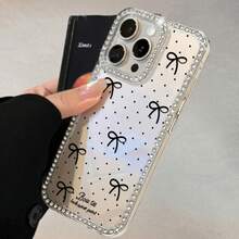 Custodia per telefono morbida e trasparente con fiocco e glitter, compatibile con 17, 11, 16, 14, 13, 12, 15 Pro Max, Air, in silicone, antiurto, cover compatibile con 17 Pro, 17 Pro Max, 17