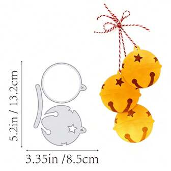 1件圣诞雪橇铃铛金属切割模具，新款模切图案，压花模板，适用于DIY手工、剪贴簿等，模板模具，相册装饰纸模切图案，适用于卡片制作、DIY工艺装饰