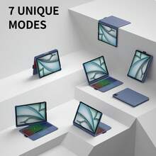 Keyboard Case For IPad 10th Generation&IPad 11th(A16,2025),IPad Air 11(M3,M2/IPad Pro 11 Inch Keyboard,360°Swivel,7 Use Modes,Rainbow Backlight - Lake Blue - View 6