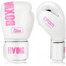 1双FIVING女士PU拳击手套，粉色、紫色、绿色，适用于泰拳、拳击和MMA训练。今年新款式，圣诞礼物，新增圣诞红白粉配色，适合健身房、居家训练、摄影道具等。