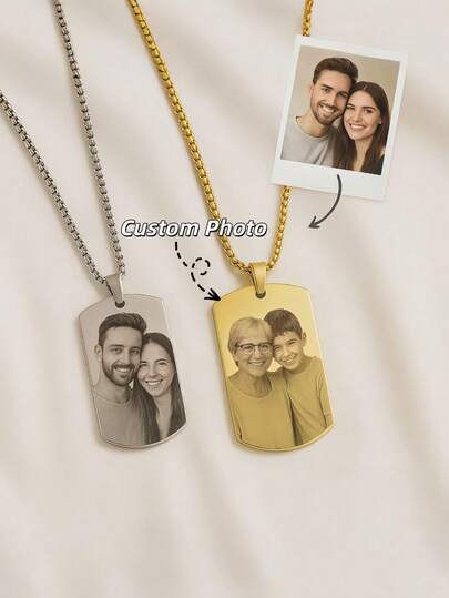 1pc Customized Portrait Engraved Corn Chain Necklace | Stainless Steel Customized Letter Portrait Corn Chain Necklace | Memorial Necklace For Loved Ones | Minimalist Charm Couples Necklace | Customized Gift | Eye Necklace | Friend Necklace | Handmade Necklace | Customized Necklace | Anniversary Gift | Personalized Gift | Gift For Mother | Gift For Girlfriend | Minimalist Necklace | Birthday Gift | Wedding Gift | Memorial Gift | Customized Engraved Letter Corn Chain Necklace