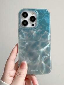 Ocean 1pc Water Wave Blue Phone Case Compatible With IPhone 17 Pro Max, New 14, 15 Pro, High-End 13, Fashionable 12, Anti-Drop 11, Minimalist 14 Pro, Personalized 16