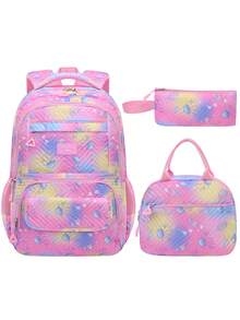 1 Set Zaino con stampa di medusa in diamanti, design a scomparti multipli di grande capacità, cinghie per le spalle regolabili e confortevoli, cuscinetto posteriore traspirante, tasche laterali per bottiglie d'acqua e ombrelli, adatto per uso quotidiano e viaggi, zaino in poliestere resistente all'acqua, regalo per il ritorno a scuola