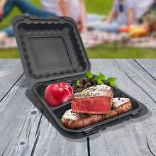 50/150 Pieces Of 8"/9 Inch Black 3-Layer Portable Food Containers With Double-Layer Lids, Disposable High-Strength Plastic Hinge-Style Lunch Boxes, Suitable For Use In Microwave Ovens And Refrigerators. - 50 cái - Xem 8