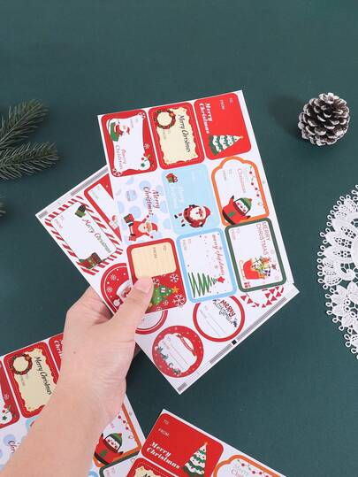 10 Blatt/Pack exquisite Weihnachtsmuster Vintage Aufkleber, mit verschiedenen Weihnachtselementen in den Designs, geeignet für Geschenkboxdekoration, Partydekoration und Weihnachtsdekoration.