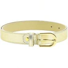 Women Genuine Leather Belt, Fashionable, Made In France - Gold - View 1