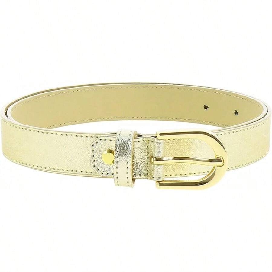 Women Genuine Leather Belt, Fashionable, Made In France - Gold - View 1