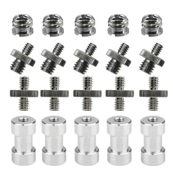 20Pcs 1/4" To 3/8" Female Screw Convert Adapter Spigot Stud Male Adapter Metal Screw For Flash Light Tripod Photo Studio Kit