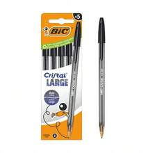 Bic cristal large pack de 5 boligrafos de bola - punta redonda de 1.6mm - trazo 0.6mm - tinta con base de aceite - color negro - Naranja - Ver 2