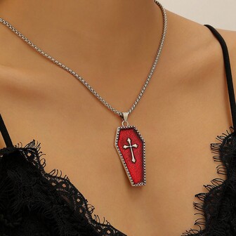 1 件/2 件/10 件复古哥特式棺材十字架水钻珐琅锌合金滴油吊坠，适合 DIY 珠宝制作、耳环、钥匙扣、项链、手机和包包饰物、万圣节珠宝礼物