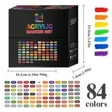 1 Set de 60/84 colores Rotuladores de punta suave de acrílico, Bolígrafos para dibujo de estudiantes para pintura, arte de uñas, graffiti, adecuados para lienzo, pintura de rocas, madera, manualidades DIY, herramienta ideal para inspirar la imaginación y la creatividad - Marcadores acrílicos - Ver 10