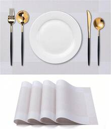 Washable Vinyl Placemats Set Of 4 For Indoor/Outdoor Use - B-four-corner-beige - View 12