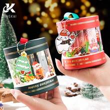 1pc Christmas Apple Box, Red Or Green Paper Tube + Bow Ribbon, Transparent Cartoon Gift Box Elegant Christmas Eve Apple Candy Box, Christmas Decorations - Multicolor - View 2