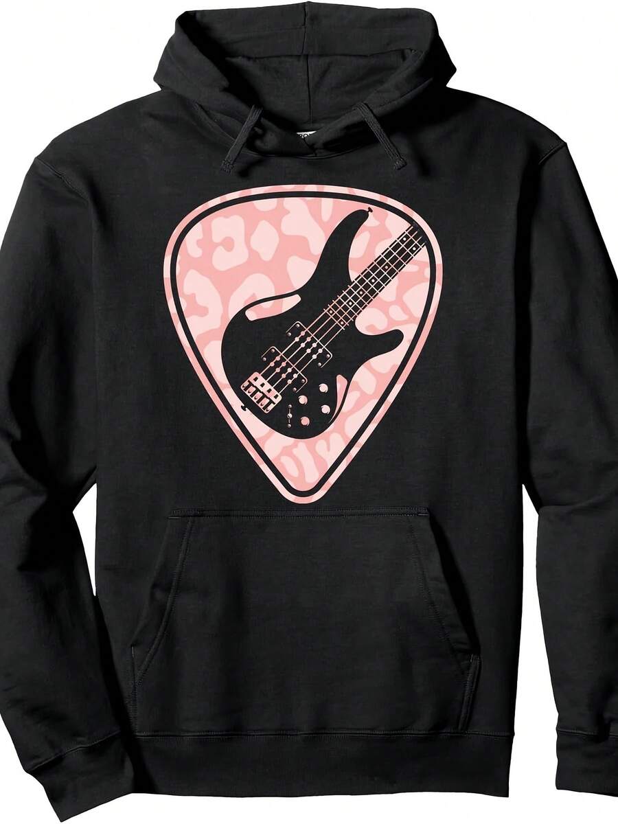 Pink Leopard Print For Bass Guitar Player Bass Guitarist Pullover Hoodie - 款式25 - 查看 1