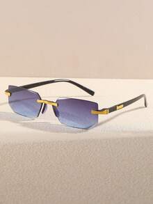 1 Pair Square Frameless Men's Everyday Versatile Fashion Glasses For Travel, Cycling, Fishing, Beach - Multicolor - View 10