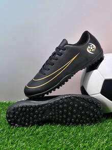 MINGBIN 1 Pair Unisex Adult & Youth Studded Training Shoes, Mid-Top, Suitable For Artificial Turf, Hard Court, Indoor Training Field, Professional Team Sports, Olive Football Shoes, Front Lace-Up, Rubber Sole, TF Short Studs, Lightweight High-Performance Professional Football Boots - Black - View 8