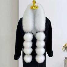 Bufanda de felpa con hebilla magnética para mujer, elegante, de color liso, cálida, para invierno, con cuello peludo, versátil, para uso diario. - lechoso - Ver 5