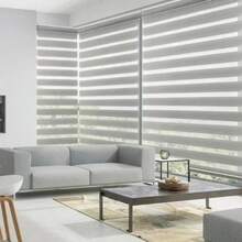 1 Pieza Persiana Doble Capa Enrollable 80x180cm / 120x180cm Protección Solar Y Privacidad Para Ventanas De Baño, Oficina, Dormitorio Y Estudio Decoración De Hogar - Multicolor - Ver 4