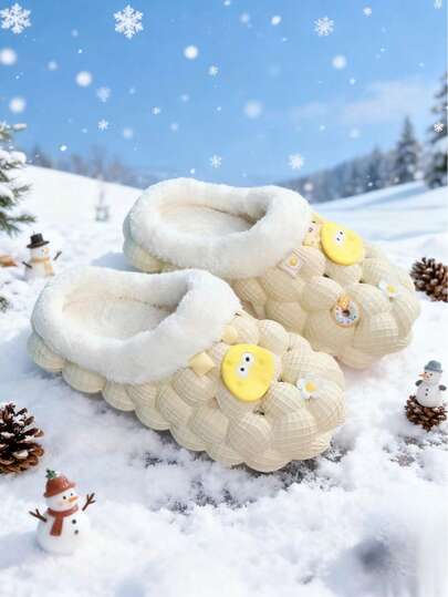 أحذية رجالية جديدة بتصميم كرتوني لحيوانات جميلة مع إبزيم متعدد الاستخدامات، أحذية خارجية عصرية مع ثقوب مناسبة للدفء في الشتاء