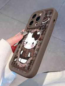 1pc Retro Plaid Hello Kitty Pattern Phone Case, Vintage Fashionable Personalized Shockproof Phone Case, Suitable For IPhone17/IPhone17 ProMax/IPhone16 Pro Max/IPhone15 Pro/IPhone14/IPhone13/12/11/XS/XR/8/7, Can Be Given As Gifts To Family, Friends, Sisters, And Partners, Autumn/Winter