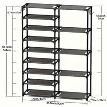 9-Tier Tall Shoe Rack, Garage Shoe Rack Large Capacity, Shoe Rack Organizer, Vertical Free Standing Shoe Rack, Heavy Duty Boot Rack, Two Rows Of Multifunctional Hooks, Large Shoe Rack Organizer Storage Shoe Rack Black 24-35 Pairs - Negro - Ver 3