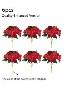 6/3 Stück künstliche Poinsettia Blumen, rote Weihnachtsblumen, künstlicher Poinsettia Strauch, künstliche Pflanzen (Farbe des Stiels zufällig), geeignet für Weihnachtsbaum Zuhause, Tischdekoration, Hochzeitsdekoration, Heimdekoration, Raumdekoration, Weihnachtsdekoration