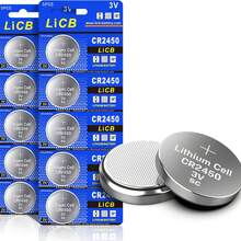 Paquete de 10 Pilas LiCB CR2450 3V Litio Baterías Electrónica Reloj Control Remoto Juguetes Energía Larga Duración Empaque - CR2450 - Ver 1
