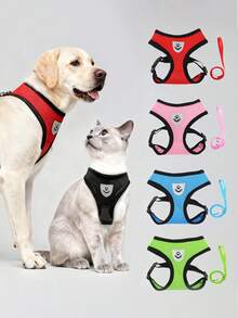 2pcs/Set Breathable Mesh Cat/Dog Harness And Leash Set - Reflective, Adjustable Pet Vest With Leash, Suitable For Small Dogs And Cats, Convenient For Walking And Training, Durable - Multicolor - View 2